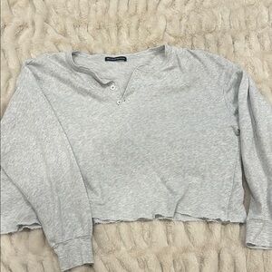 Brandy Melville Gray Cropped Henley Top